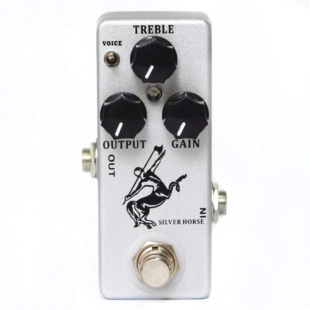 Overdrive Function Guitar Effect Pedal with True Bypass for Electric Guitar Silver Horse