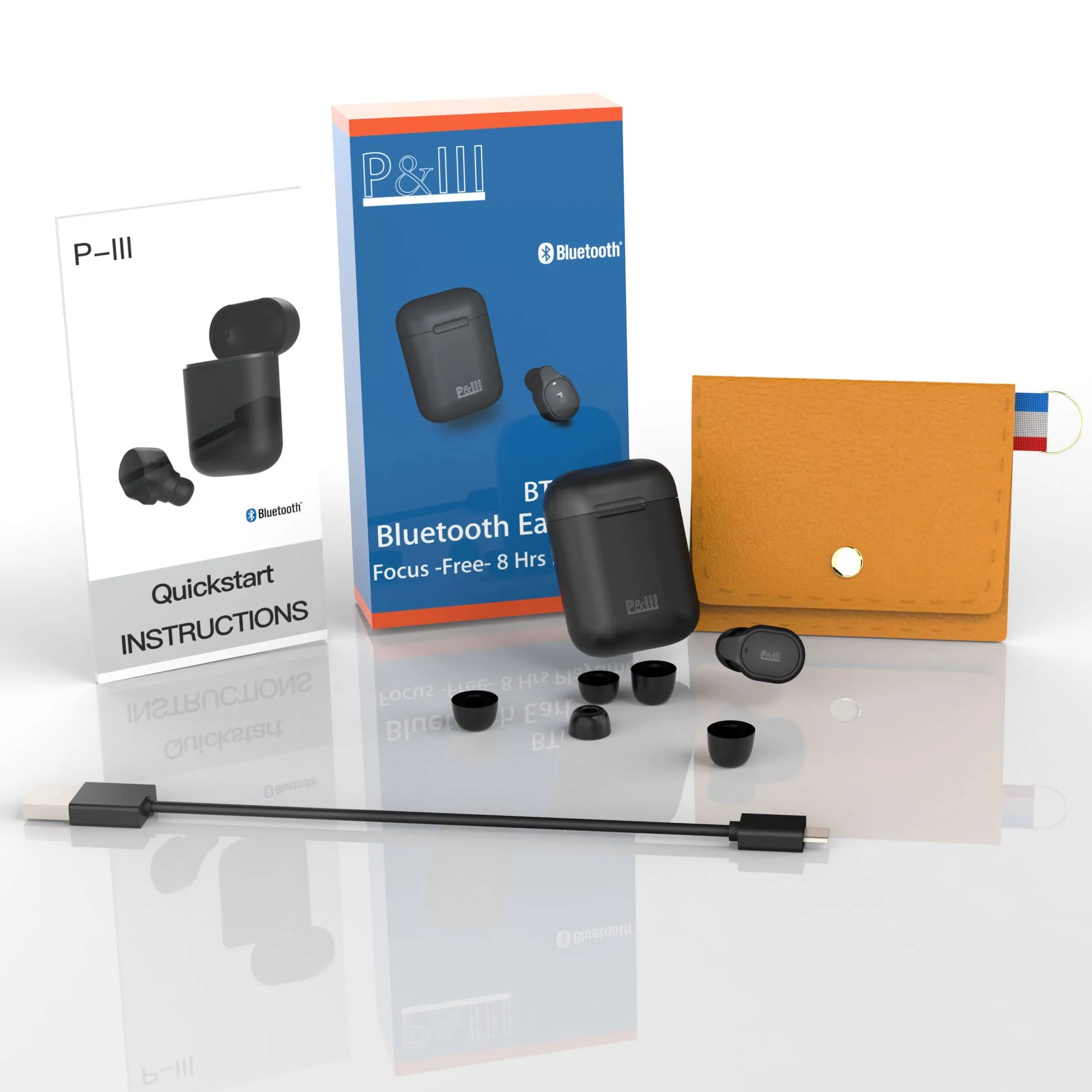 P&LLL Bluetooth Mini Single Earbud Wireless Invisible Pro Headset 8Hrs playtime Noise Smallest in-ear Noise Cell phone with Hands-free Earpiece for iphone Samsung Android Car Mic Earphone - Image 6