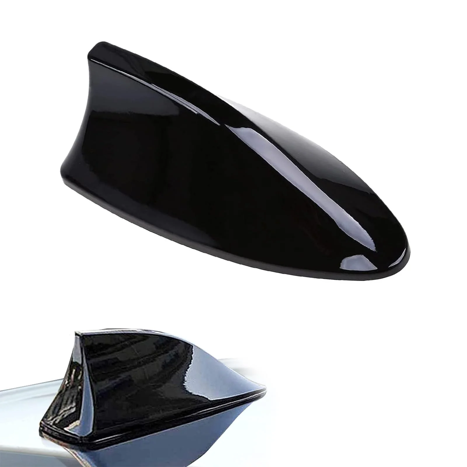 Pack-1 Shark Fin Car Antenna Replacement, Aerodynamic Design, Waterproof Vehicle Roof Decorative Antenna, Universal Automotive Signal Booster for Truck SUV Car (Black) Medium Black