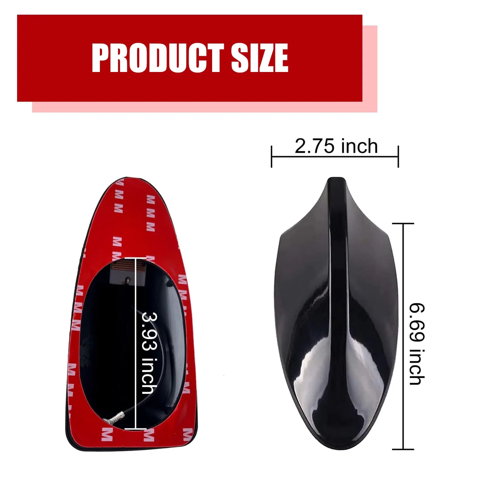 Pack-1 Shark Fin Car Antenna Replacement, Aerodynamic Design, Waterproof Vehicle Roof Decorative Antenna, Universal Automotive Signal Booster for Truck SUV Car (Black) Medium Black - Image 2