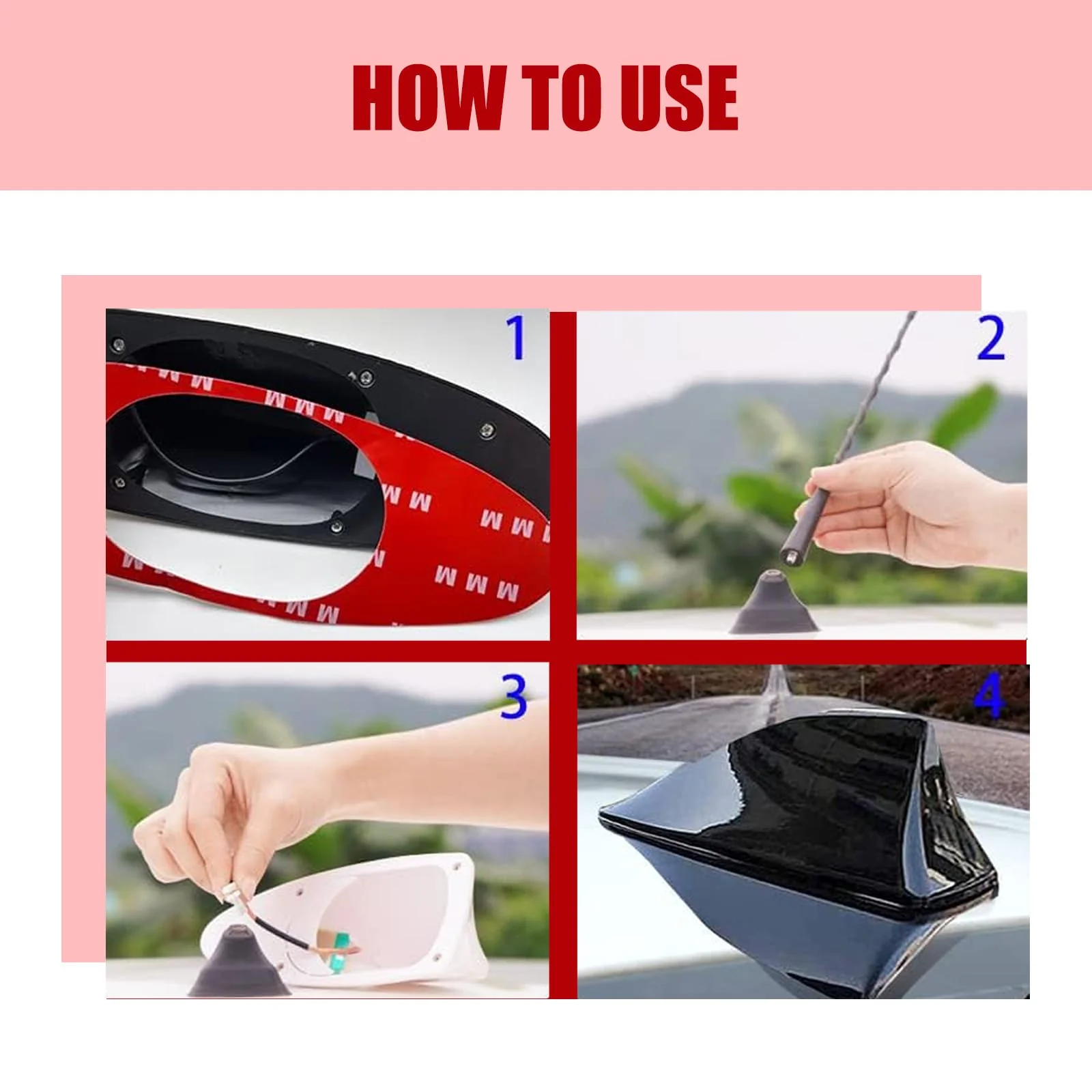 Pack-1 Shark Fin Car Antenna Replacement, Aerodynamic Design, Waterproof Vehicle Roof Decorative Antenna, Universal Automotive Signal Booster for Truck SUV Car (Black) Medium Black - Image 4