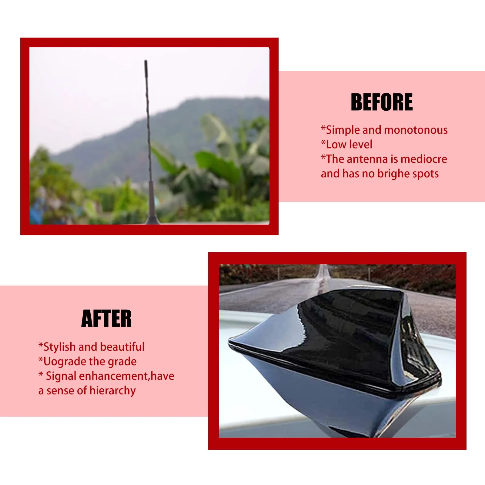 Pack-1 Shark Fin Car Antenna Replacement, Aerodynamic Design, Waterproof Vehicle Roof Decorative Antenna, Universal Automotive Signal Booster for Truck SUV Car (Black) Medium Black - Image 5
