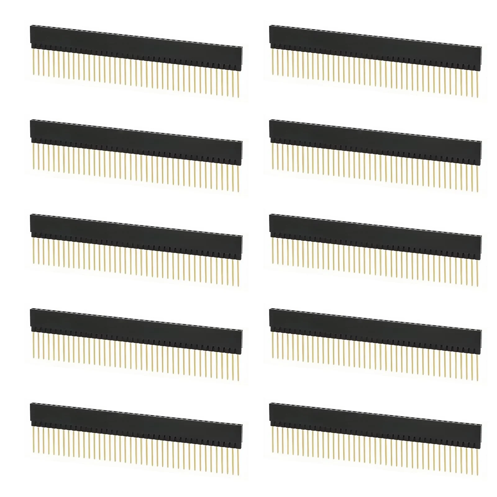 Pack of 10 1 x 40 pin PCB female connector, 2.54 mm single row socket plug, single row needle length 11 mm, plastic length 8.5 mm, 40-pin plug, suitable for DIY enthusiasts