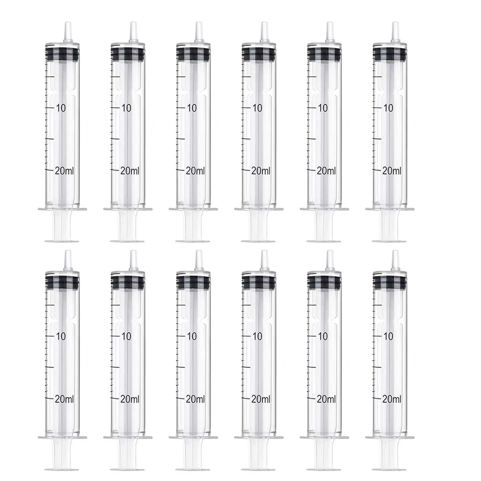 Pack of 12 Syringes, 20 ml Reusable Syringe, Dosing Syringe Without Needle, Tools for Liquid Measure Syringes, Food Syringe, for Laboratory, Animal Feeding, Plant Watering
