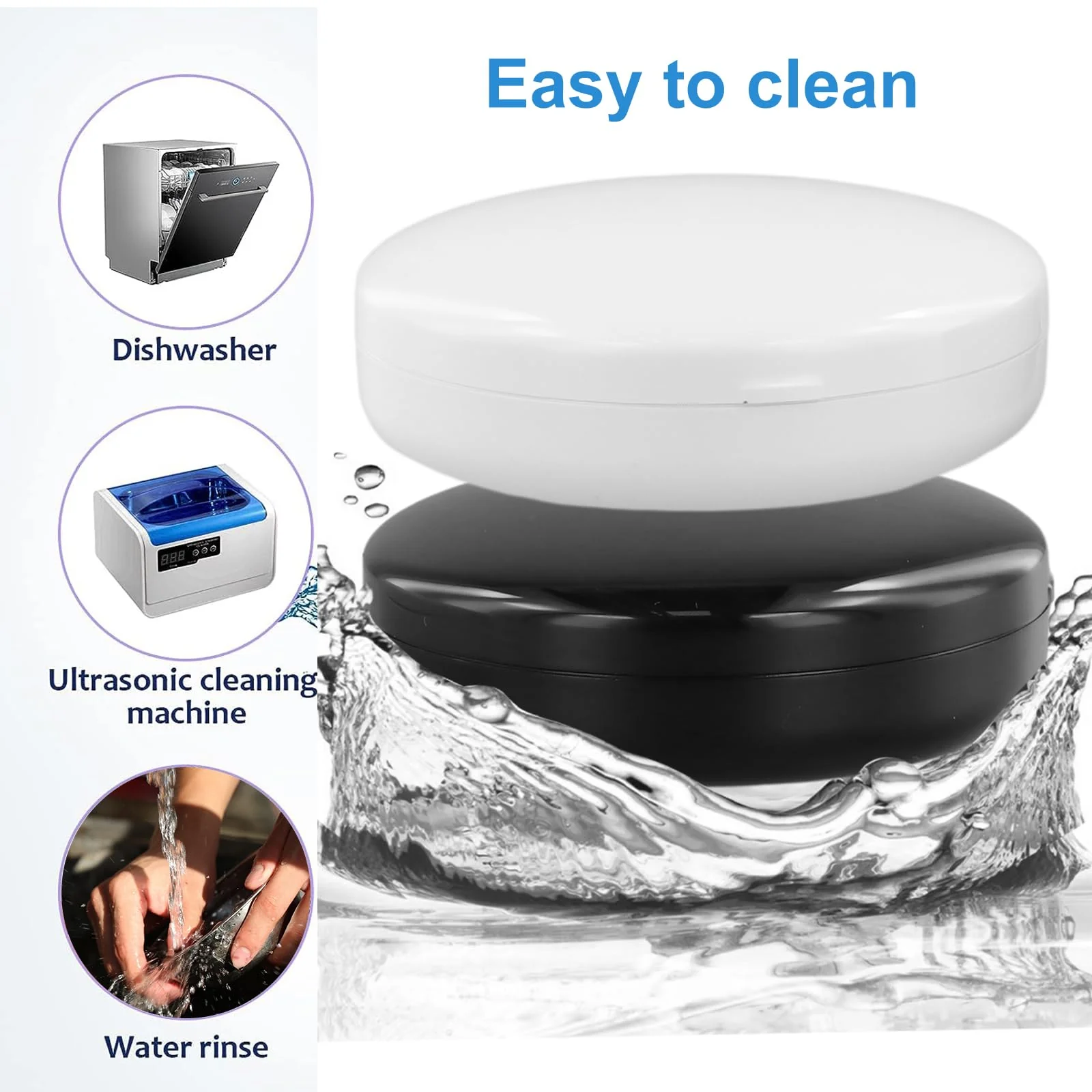Pack of 2 Braces / Teeth Box with Mirror, Denture Box, Brace Box, Grinding Splint Box, Prosthetic Container Black for Braces or Dentures Storage - Image 2
