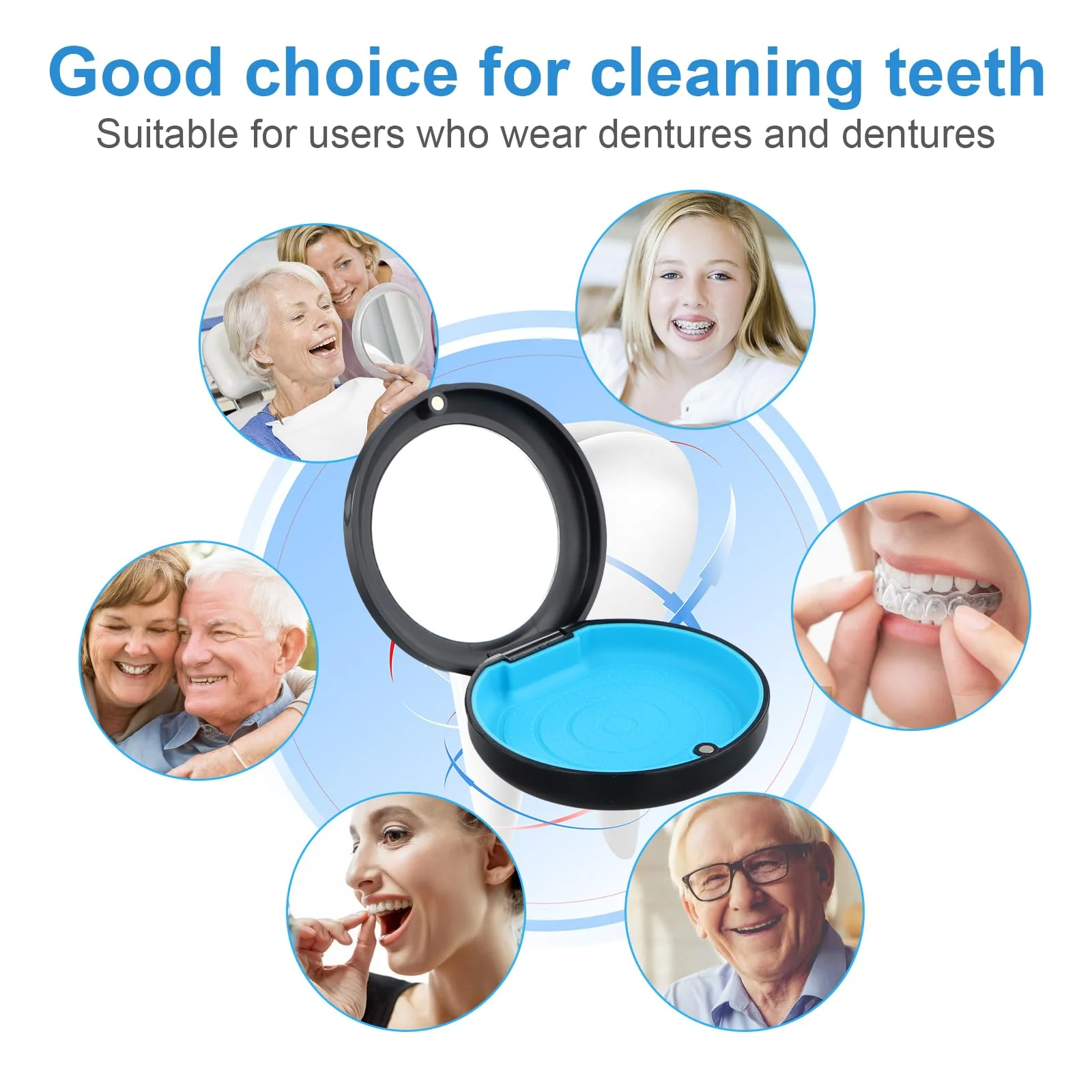 Pack of 2 Braces / Teeth Box with Mirror, Denture Box, Brace Box, Grinding Splint Box, Prosthetic Container Black for Braces or Dentures Storage - Image 3