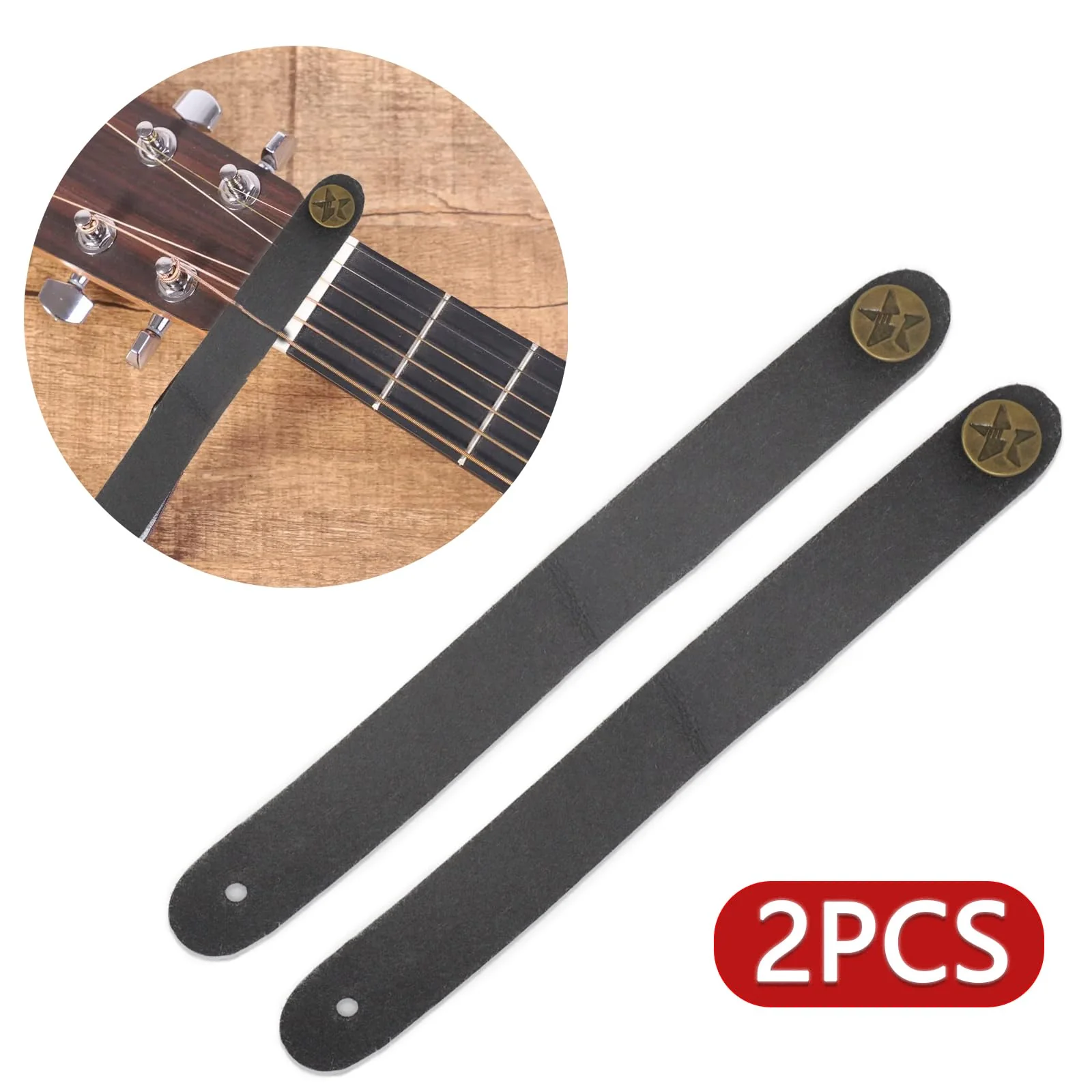 Pack of 2 Guitar Headstock Strap Tie, Leather Guitar Neck Strap Button, Guitar Strap Lock for Acoustic, Electric, Bass Guitars, Ukulele Straps 2pcs - Image 2
