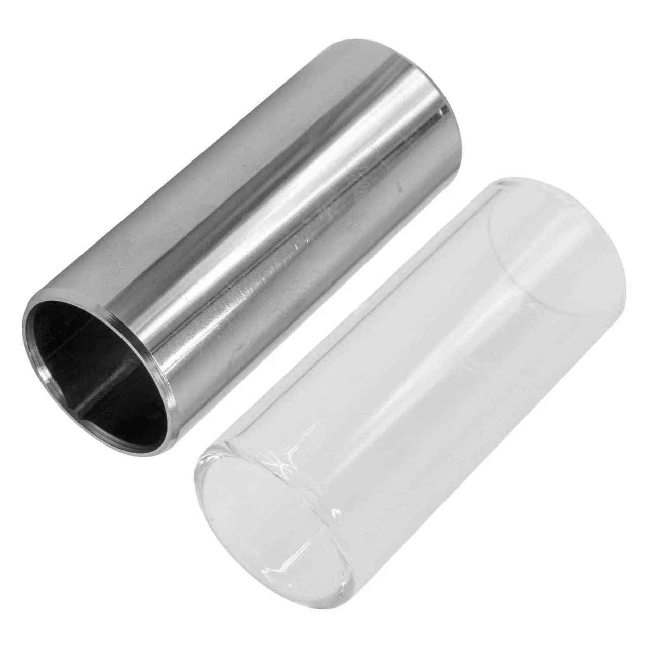 Pack of 2 Guitar Slides Set, 60mm Guitar Glass Slide and Stainless Steel Guitar Slide for Acoustic Electric Bass Guitar 2pcs 60mm