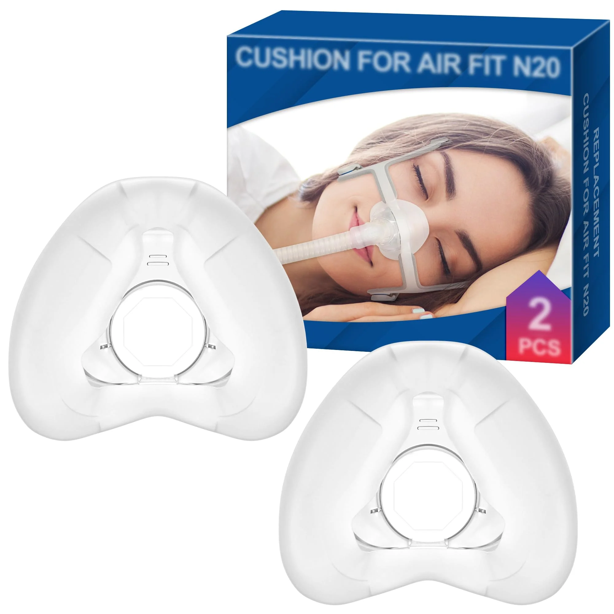 Pack of 2 Replacement Masks (L) for Airfit N20, Comfortable Fit & Softer Wear, Compatible with Original Frame, High Quality & Durable Replacement Cushion Accessories, High Quality CPAP Accessories by L
