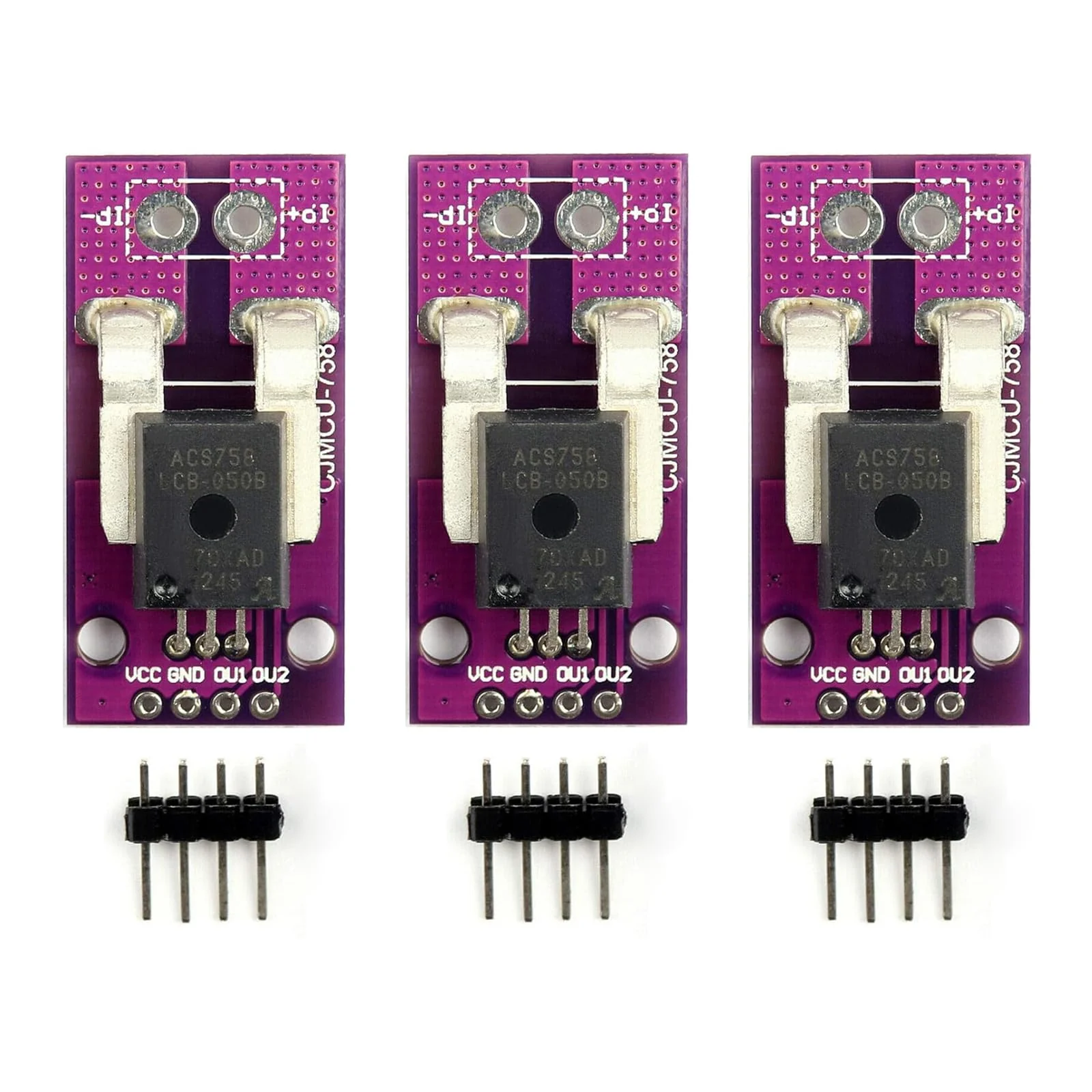 Pack of 3 ACS758LCB-050B-PFF-T Linear Current Sensors, Hall Current DIY Module (3)