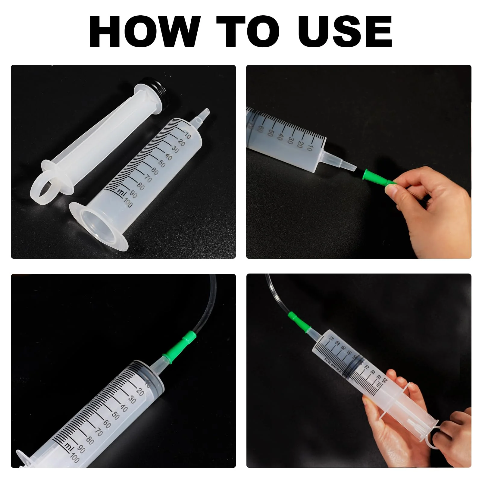 Pack of 3 Syringes 100 ml, Syringe with Hose, Dosing Syringe with Adapter, Large Syringe, Disposable Syringe 100 ml, Plastic Syringe for Science Laboratories, Garden, Industry and Factories - Image 4