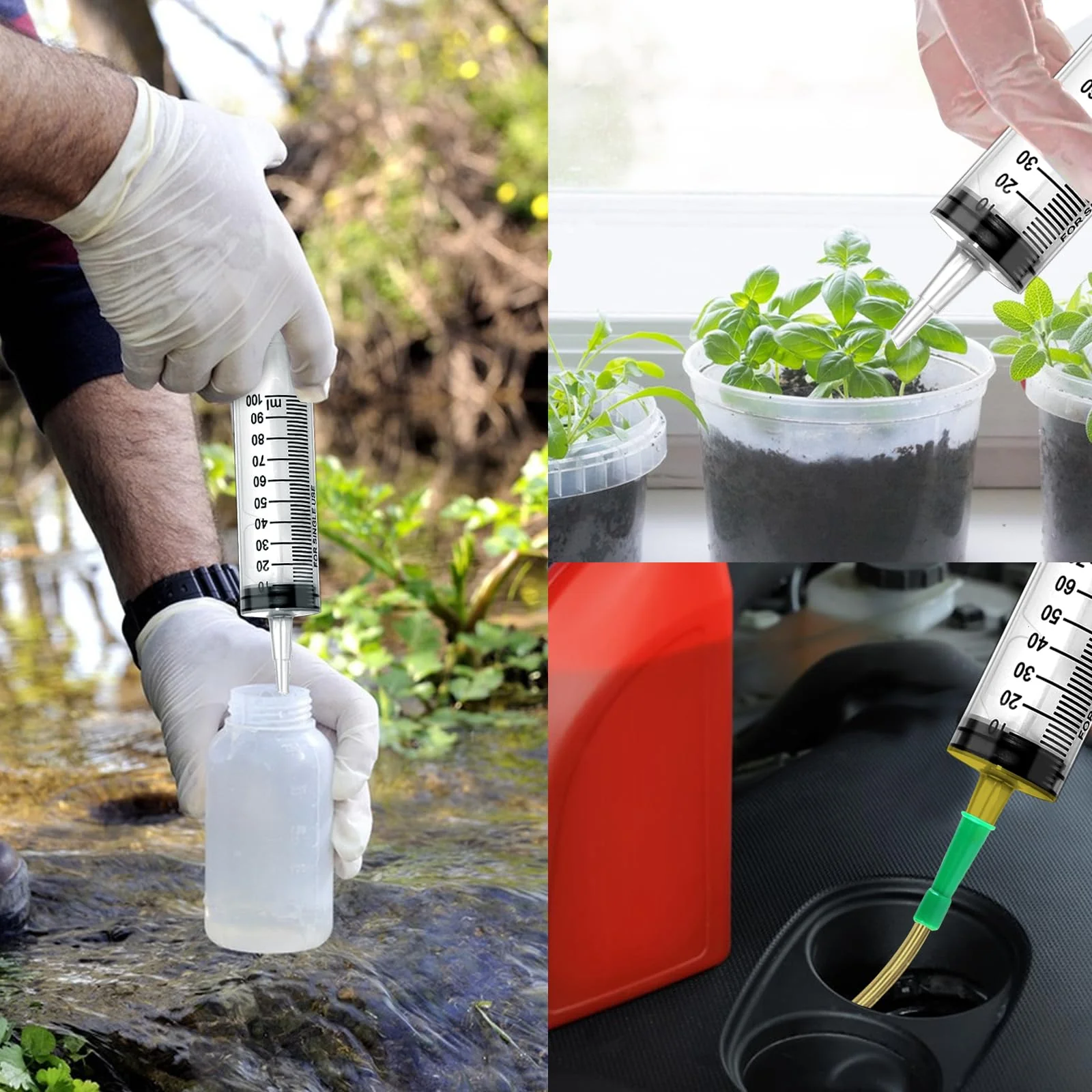 Pack of 3 Syringes 100 ml, Syringe with Hose, Dosing Syringe with Adapter, Large Syringe, Disposable Syringe 100 ml, Plastic Syringe for Science Laboratories, Garden, Industry and Factories - Image 5