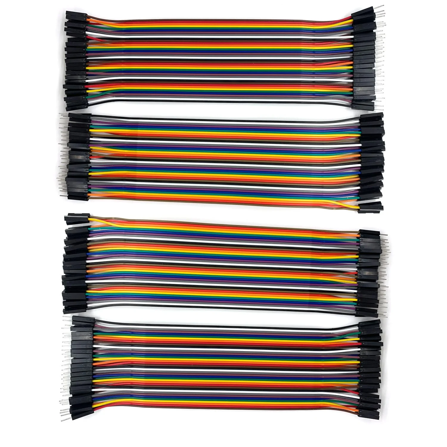 Pack of 4 40 Pin 2.54 mm Dupont Jumper Cable - 20 cm Flexible Connection for Electronic Projects (Female-Male) Female-male