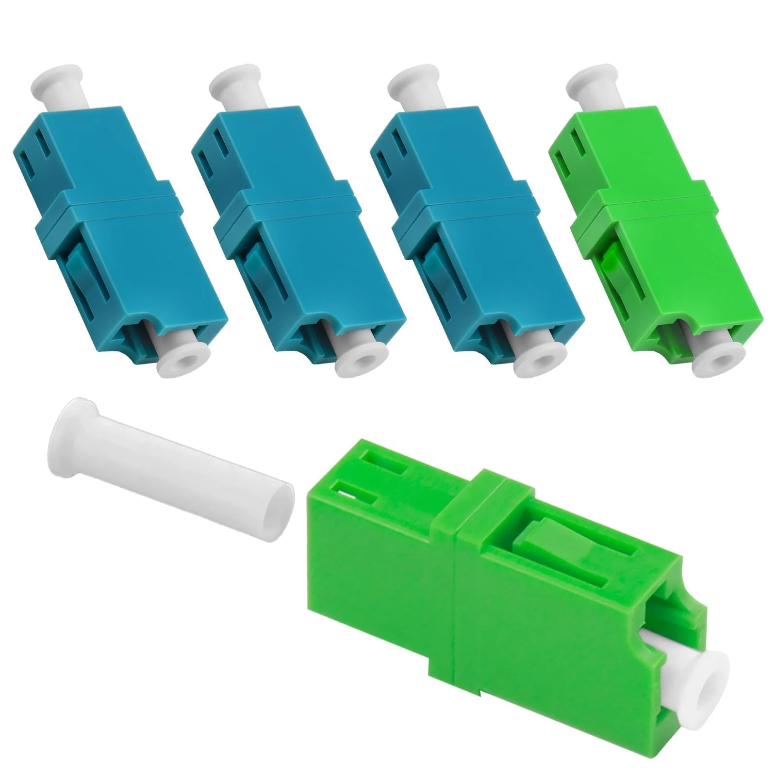 Pack of 5 Fibre Optic Adapter Set LC/APC to LC/UPC, Singlemode Fibre Optic Coupling for Network Connections, FTTH, Fibre Optic Cable Extension, Durable and Compatible