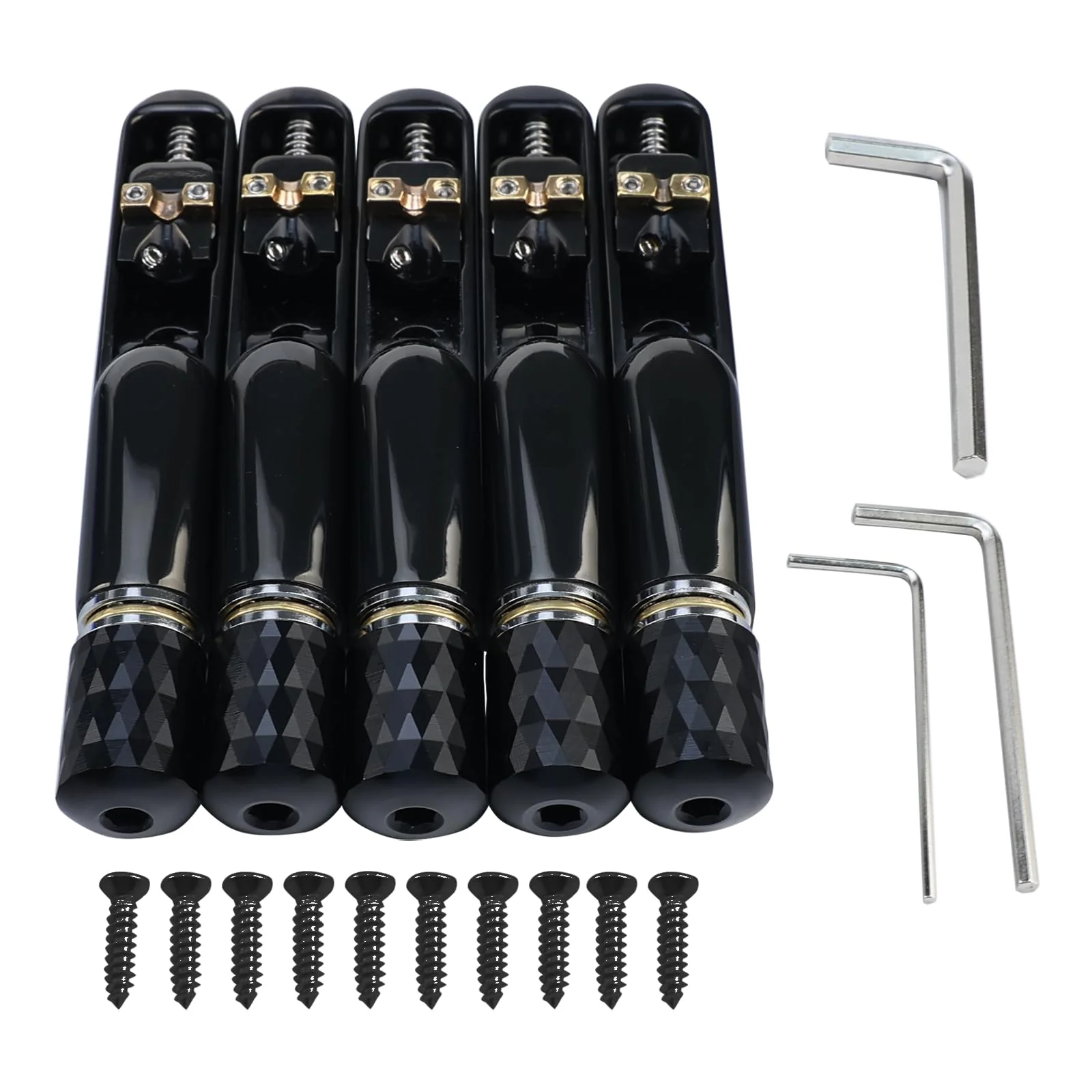 Pack of 5 Individual Single Tubular Fixed Bridge 5 String Electric Bass Bridge for Headless 5-string Bass Replacement Parts(Conductive Black) 5 Piece