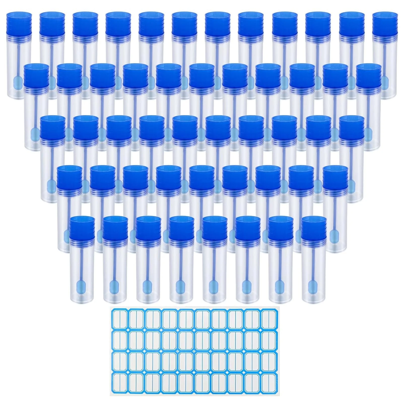 Pack of 50 Dog Faecal Sample Tubes 15 ml Chair Sample Tube with Spoon and Label Sticker Good Sealing Chair Sample Collection Aid for Pets for Testing
