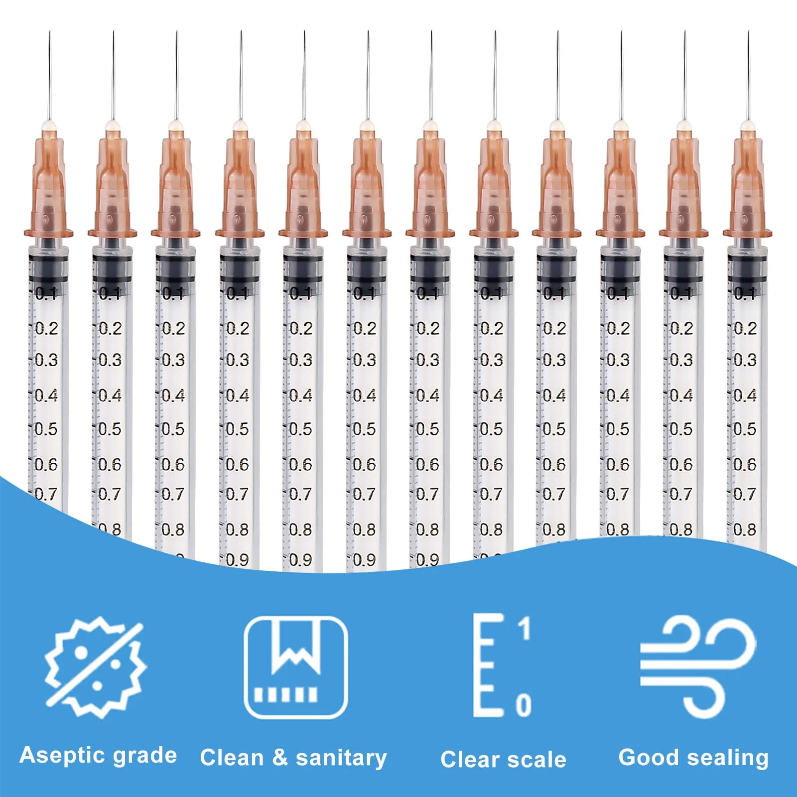 Pack of 50 Syringes 1 ml, Vegena 1 ml Syringes Set Plastic Tube Syringes Disposable Syringes Small Dosing Syringe Liquid Syringe Independent Seal Packaging Disposable Syringes (50) - Image 5