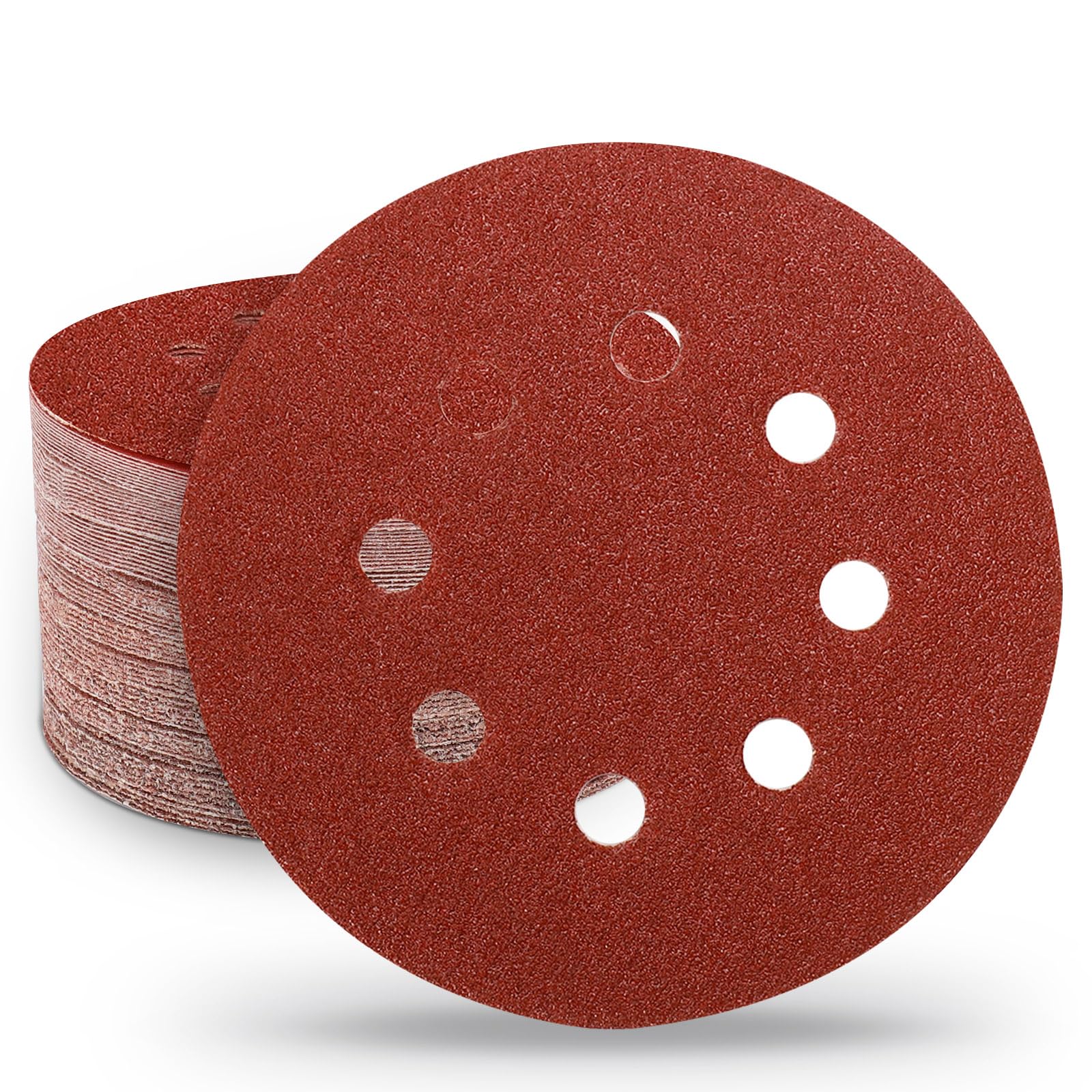 Pack of 70 Sandpaper 125 mm Velcro, Sanding Discs 8 Holes (Grit 40/60/80/120/180/240/320) for Random Orbital Sanders 70pcs 40-320 grit