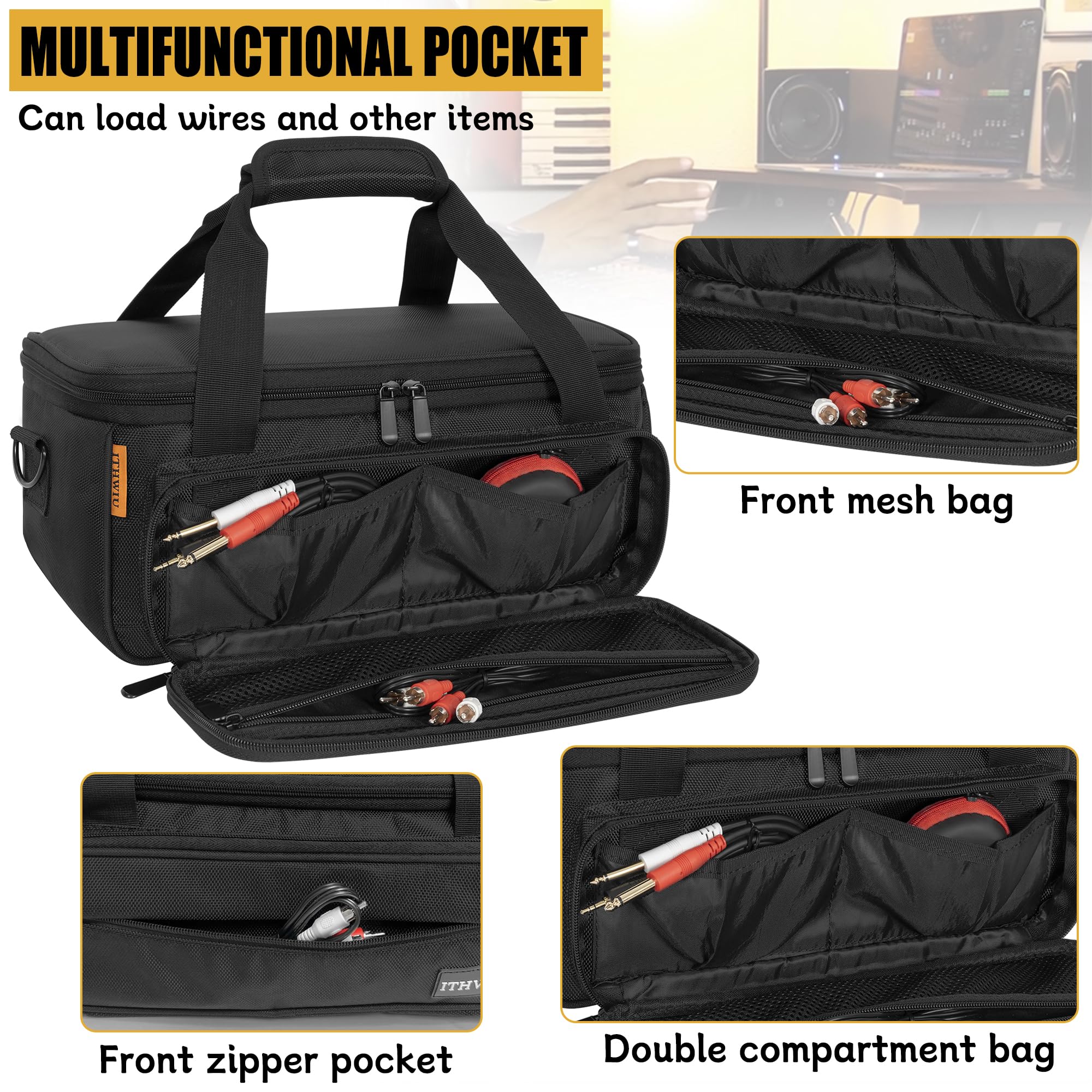 Padded Mixer Carry Bag Fits Behringer X-AIR Series Mixers( XR12,XR16,XR18), L 14.6" x W 7.5" x H 6.7" Black - Image 3