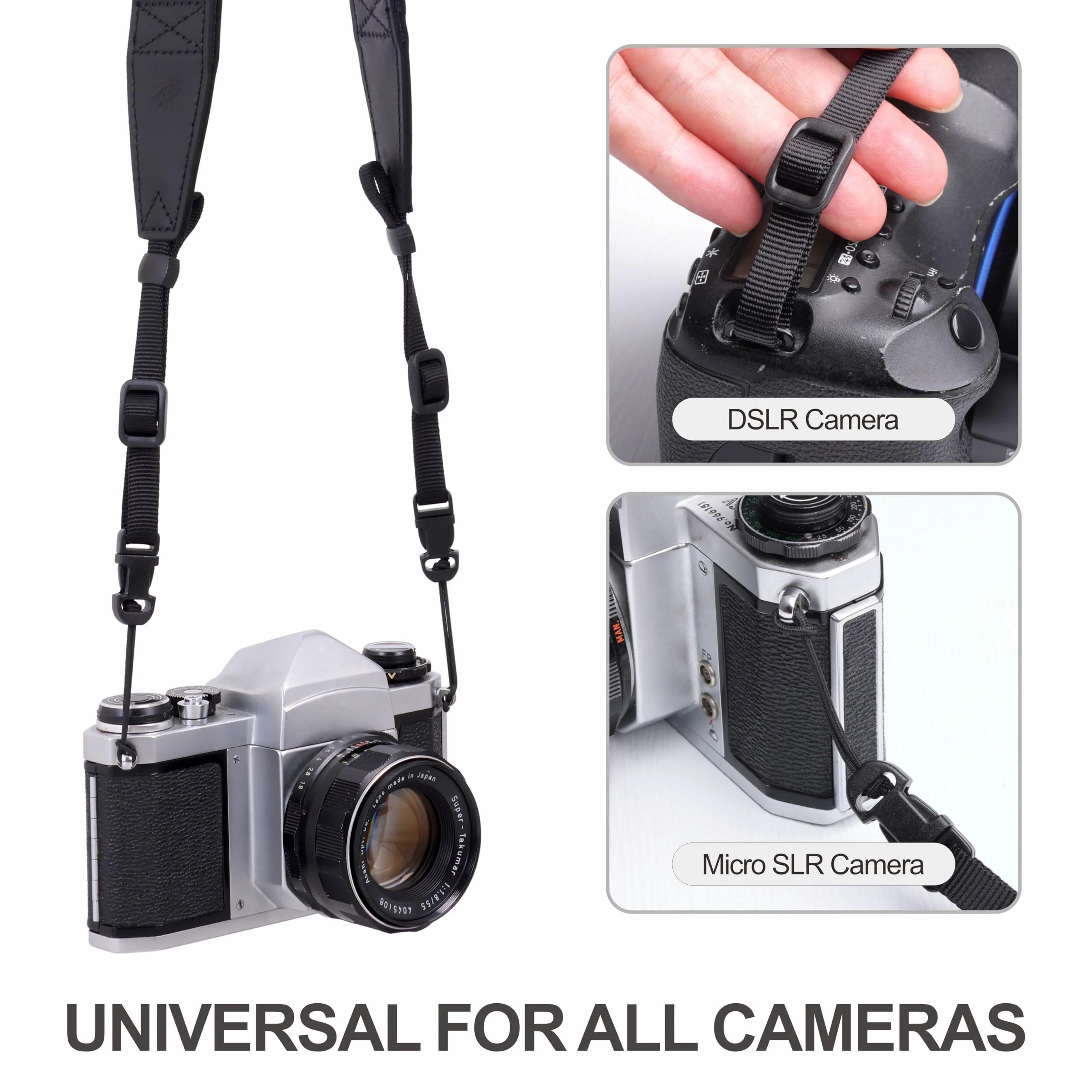 Padwa Lifestyle Adjustable Camera Strap - 1.5" Full Grain Leather Ends Camera Straps for Photographers, Adjustable Neck Shoulder & Crossbody Nylon Strap Quick Release for Cameras and Binoculars Solid Olive Green Adjustable 38~66 inch / 1.5" Wide - Image 6