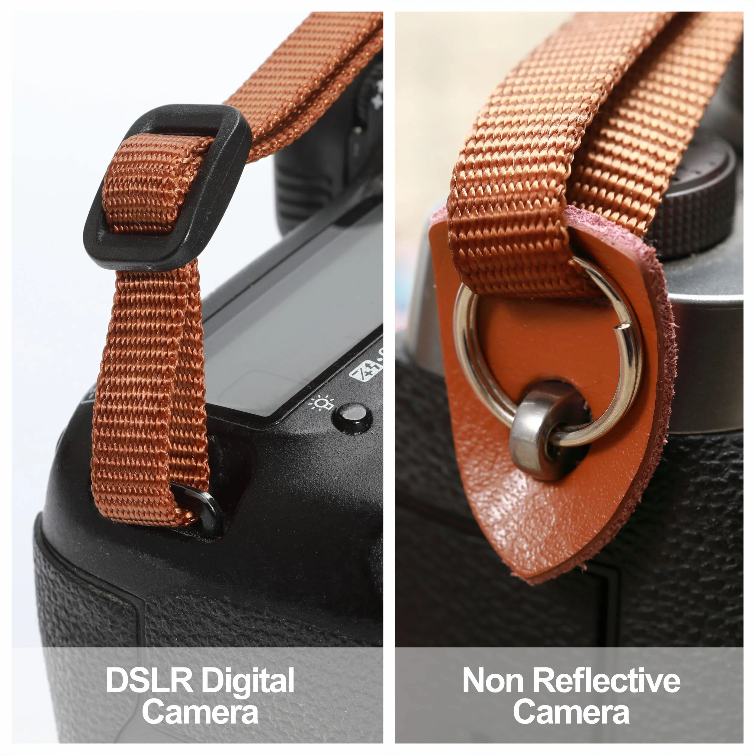 Padwa Lifestyle Black and White Plaid Camera Strap - 2" Wide Double Layer Cowhide Head,Cotton Camera Shoulder Straps,Grid Pattern Adjustable Camera Neck Strap for all Cameras,Gift for Photographers K# - Black and White Plaid - Image 3