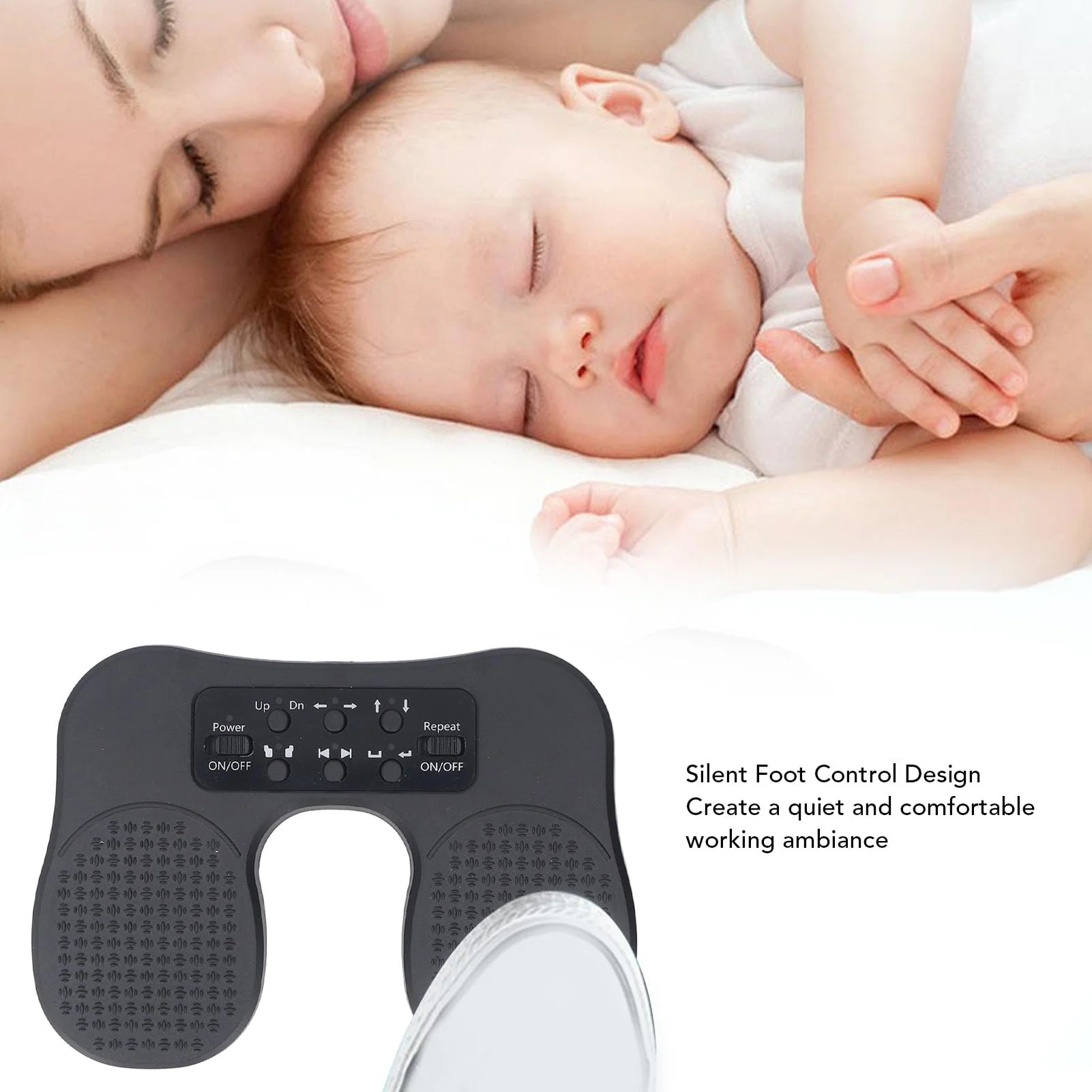 Page Turner Pedal, Portable BT Foot Pedal Double Switch, Cordless Rechargeable Music Page Turner with Anti Slip Pedal for Phone and Tablets Silent Page Turning - Image 5