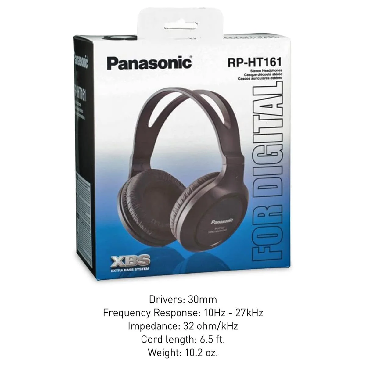 Panasonic Headphones, Lightweight Over the Ear Wired Headphones with Clear Sound and XBS for Extra Bass, Long Cord, 3.5mm Jack for Phones and Laptops – RP-HT161-K (Black) Over Ear - No Mic - Image 5