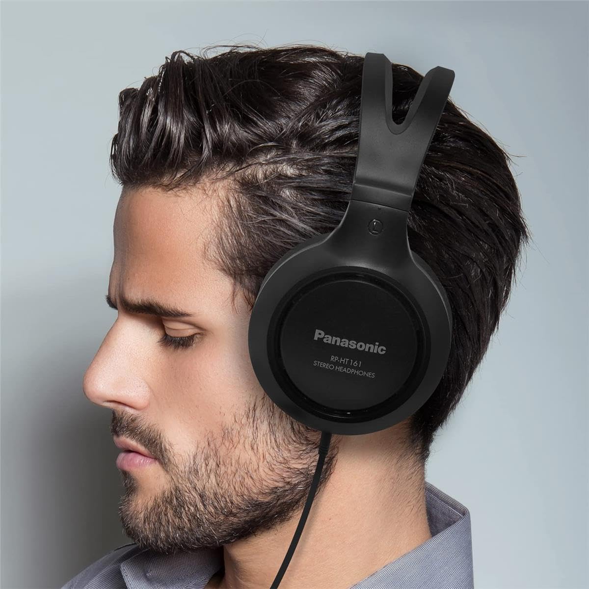 Panasonic Headphones, Lightweight Over the Ear Wired Headphones with Clear Sound and XBS for Extra Bass, Long Cord, 3.5mm Jack for Phones and Laptops – RP-HT161-K (Black) Over Ear - No Mic - Image 6