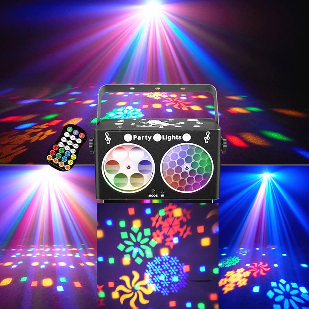 Party DJ Disco Light 3in1 projector Stage lighting remote control multi-mode voice control strobe effect projection light Family Party Bar Club KTV Karaoke Holiday Birthday Bash Party atmosphere light Black
