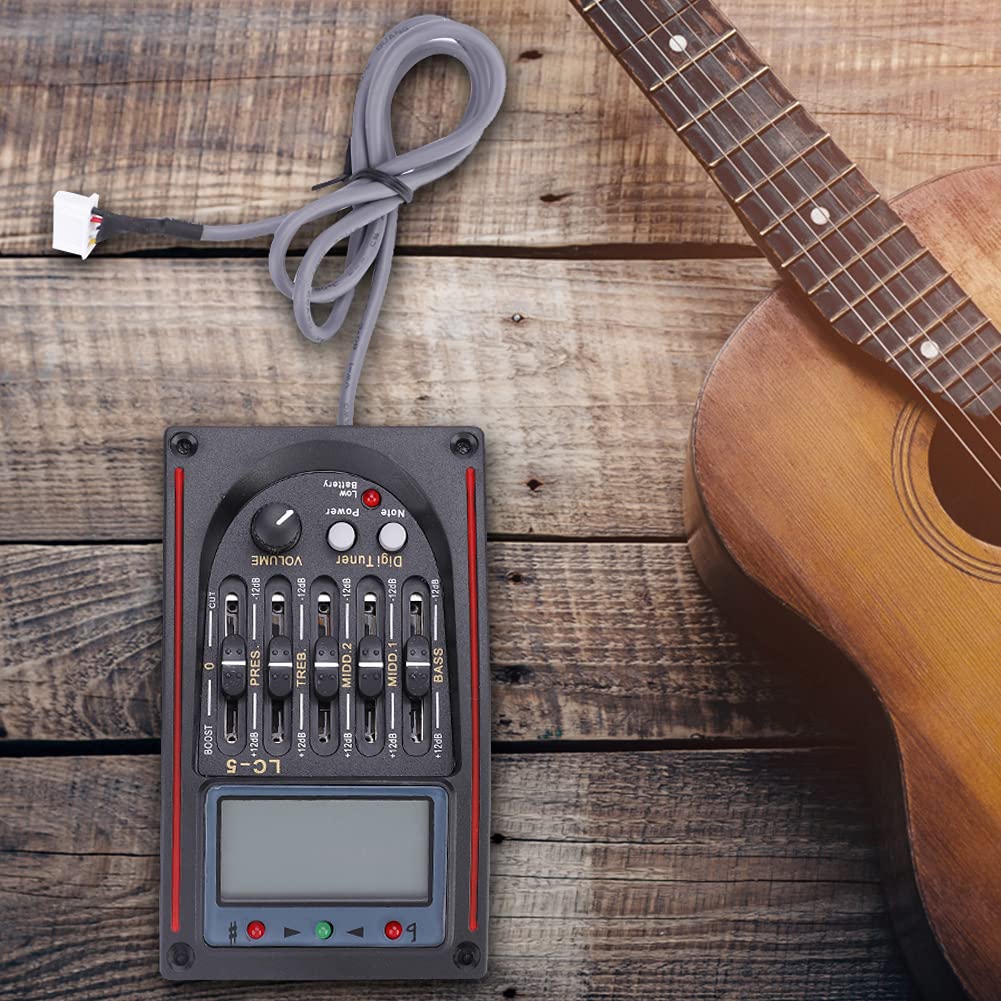Pasamer Pickup Tuner,Pickup Lcd 5-Band Acoustic Guitar Preamp Eq Lc-5 Equalizer Tuner Piezo Pickup Easy to Read Use - Image 2
