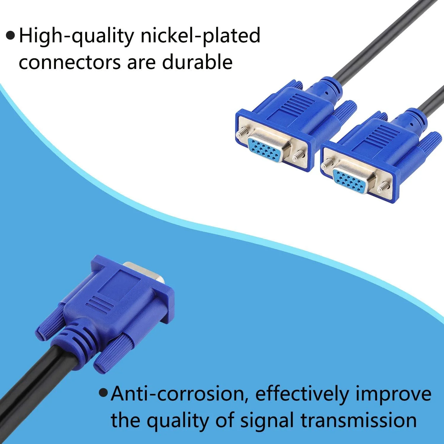 PASOW VGA Splitter Cable 1080P Dual VGA Monitor Y Cable 1 Male to 2 Female Adapter Cable Only for Screen Duplication - 1.5 Feet (No Screen Extension) - Only Work for Identical Monitor male to female 1.5 feet - Image 4