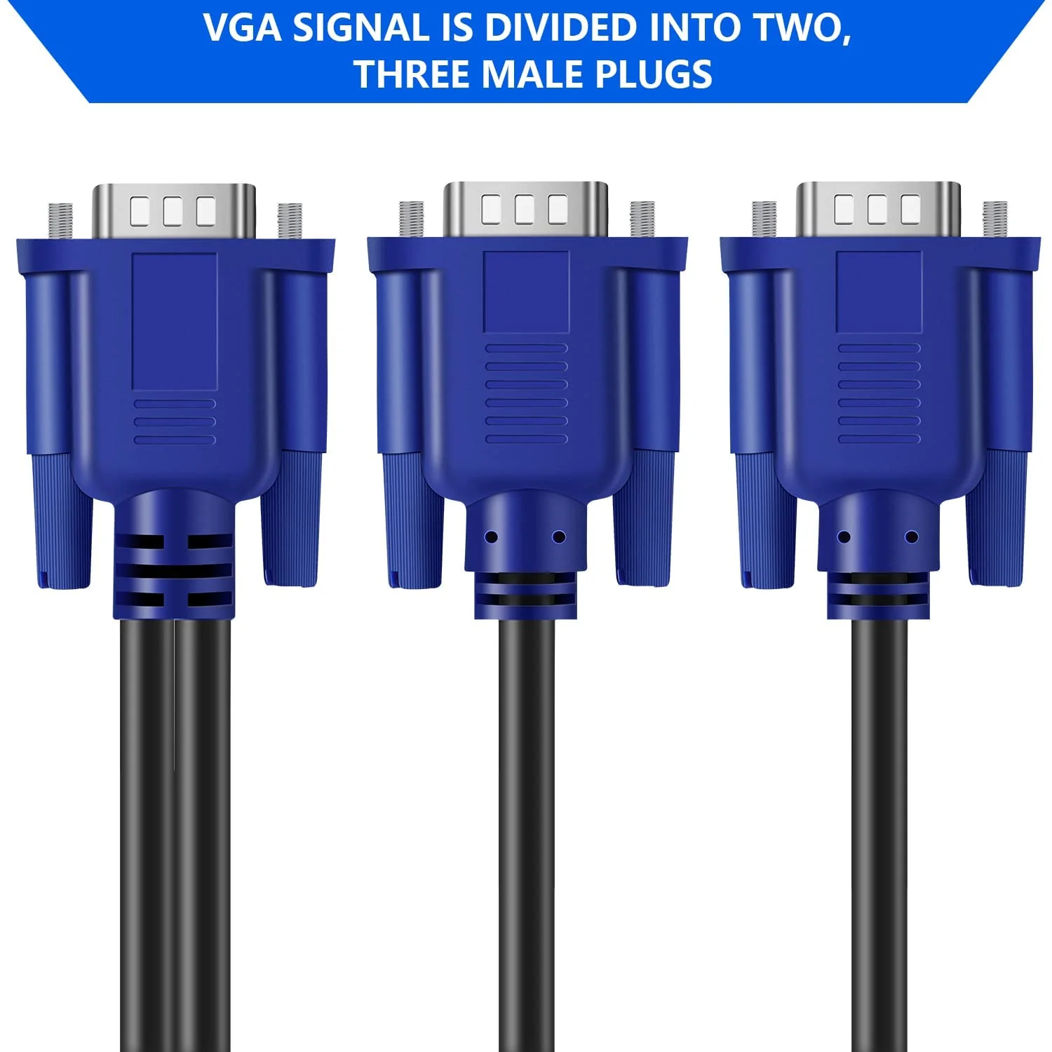 PASOW VGA Splitter Cable Dual Monitor Y Adapter Video Cord 1 Male to 2 Male Screen Duplication Support 1080P Full HD for projectors, HDTVs, Monitors (5ft) 5ft - Image 4