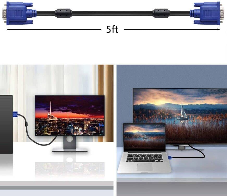 PASOW VGA to VGA Monitor Cable HD15 Male to Male for TV Computer Projector (5 Feet) 5 Feet - Image 4