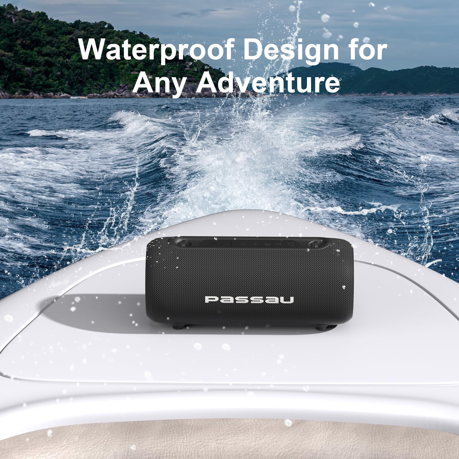 Passau Portable Bluetooth Speakers 40W Peak Loud Stereo Sound, Passive Radiators-Deep Bass, 20H Playtime, Adjustable Strap, Bluetooth 5.3, IPX5 Wireless Speaker with RGB Lights for Indoor Outdoor - Image 7