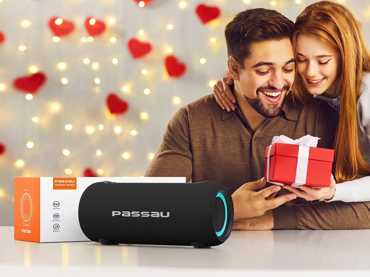 Passau Portable Bluetooth Speakers 40W Peak Loud Stereo Sound, Passive Radiators-Deep Bass, 20H Playtime, Adjustable Strap, Bluetooth 5.3, IPX5 Wireless Speaker with RGB Lights for Indoor Outdoor - Image 9