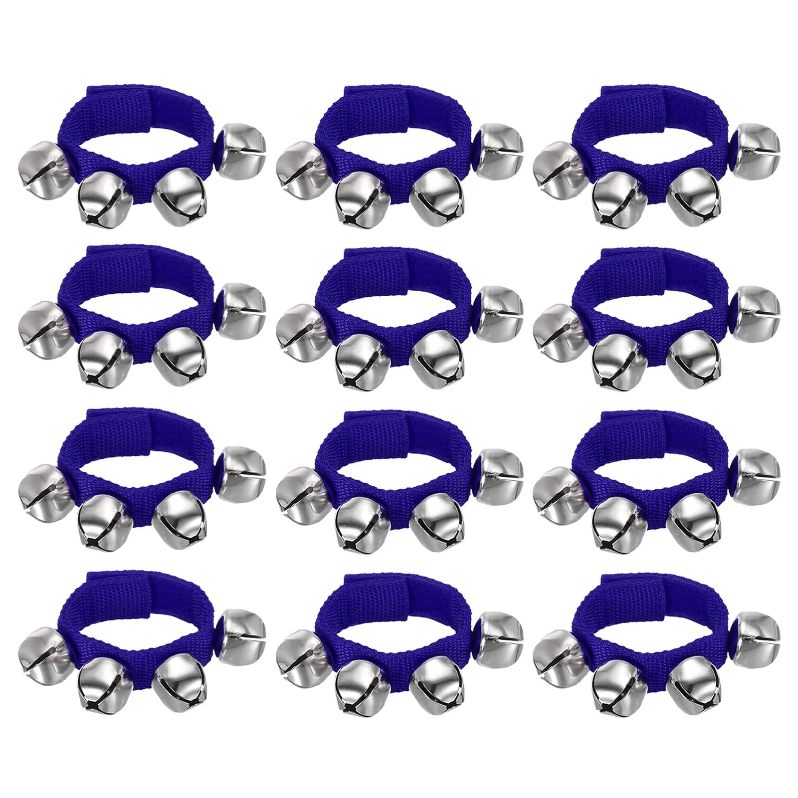 PATIKIL 12pcs Wrist Bells, Jingle Bells Ankle Bells Wrist Bells Bracelet Percussion Instruments Musical Rhythm Band 4 Silver Bells for Party Christmas, Dark Navy Blue