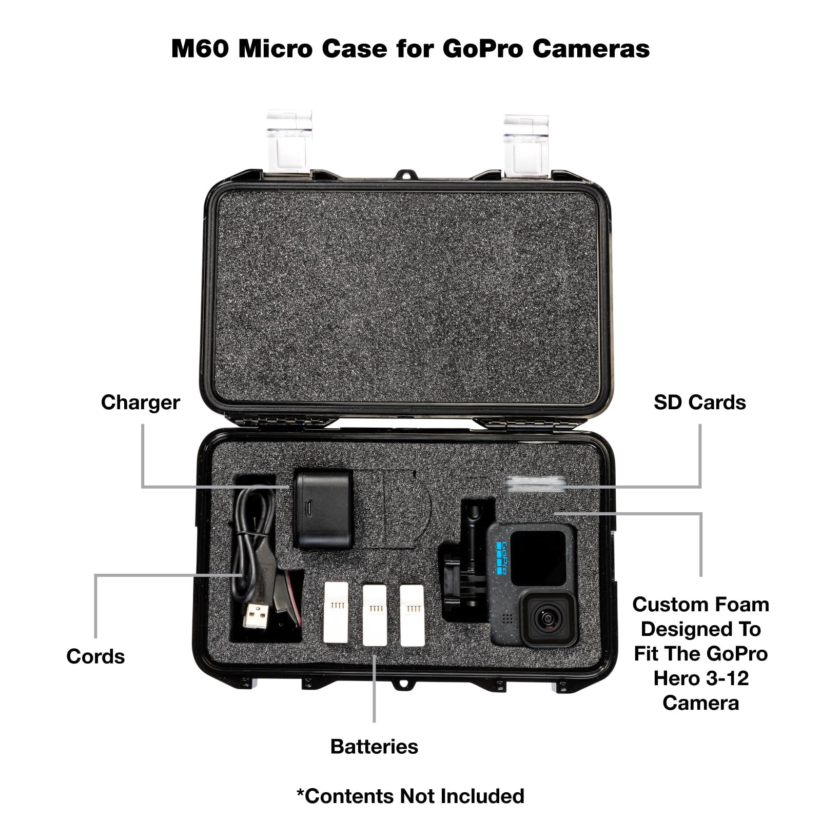 Pelican M60 Micro Case for GoPro Hero 12 - Waterproof GoPro Case for GoPro Hero 12 and Older Models (Compatible with GoPro Hero 12/11/10/9/8/7/6/5/Hero 2018) - Black - Image 2