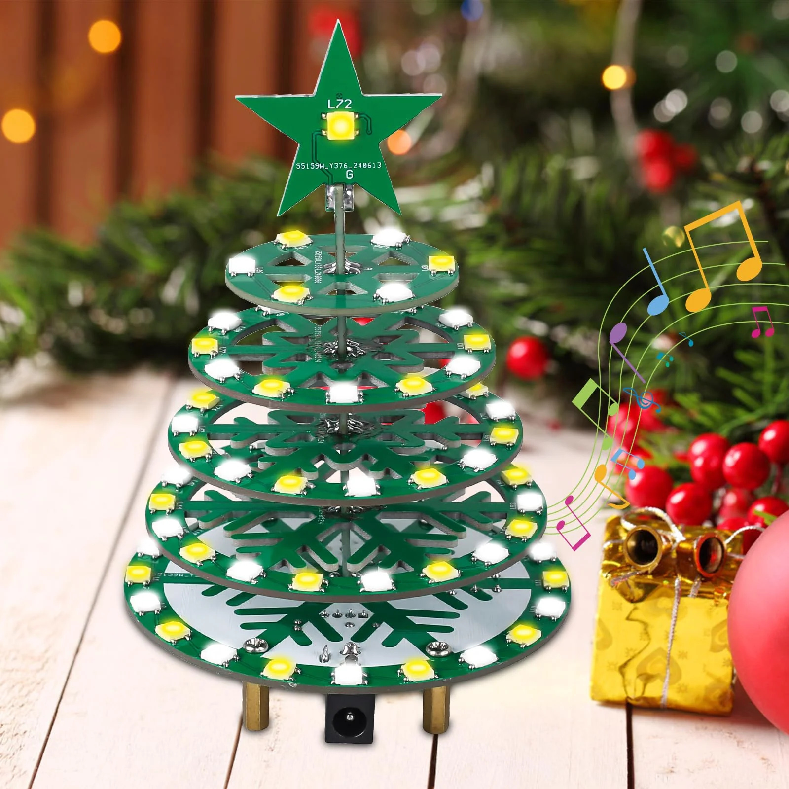 PEMENOL Colourful Soldering Kit Christmas Tree DIY Kit, 7 Light Modes, RGB Flow Lights, SMD Fun Advent Calendar, Electronic Kit, Soldering Practice, Christmas Decoration, Mint Education