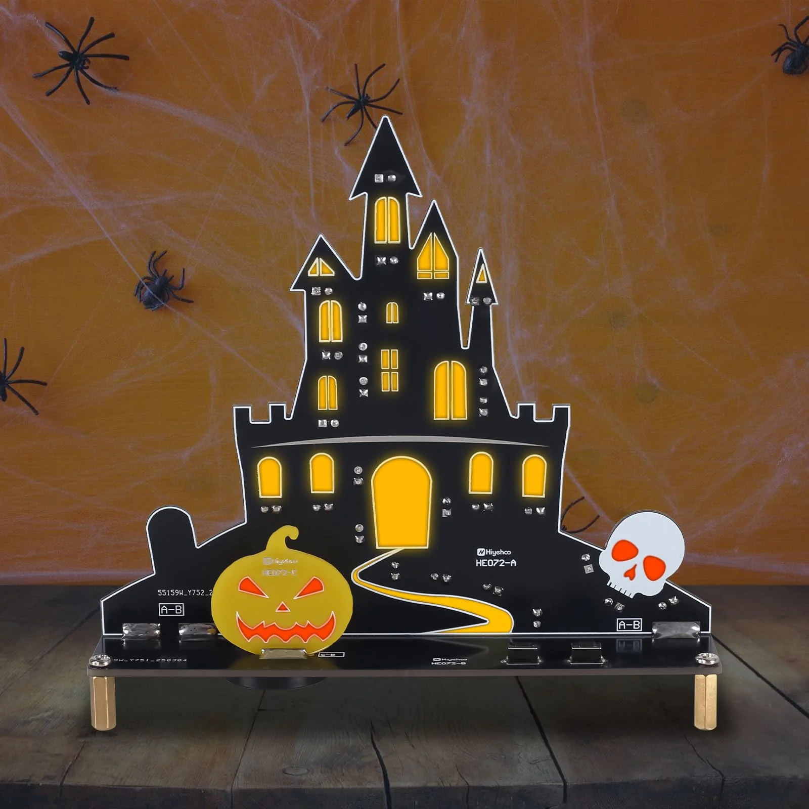 PEMENOL Halloween Burg Löt bausatz Musik Kürbis Skelett Leuchte Elektronik bausatz Atmende LED-Effekte Mit USB-Kabel Halloween Dekoration Party Deko Geschenk