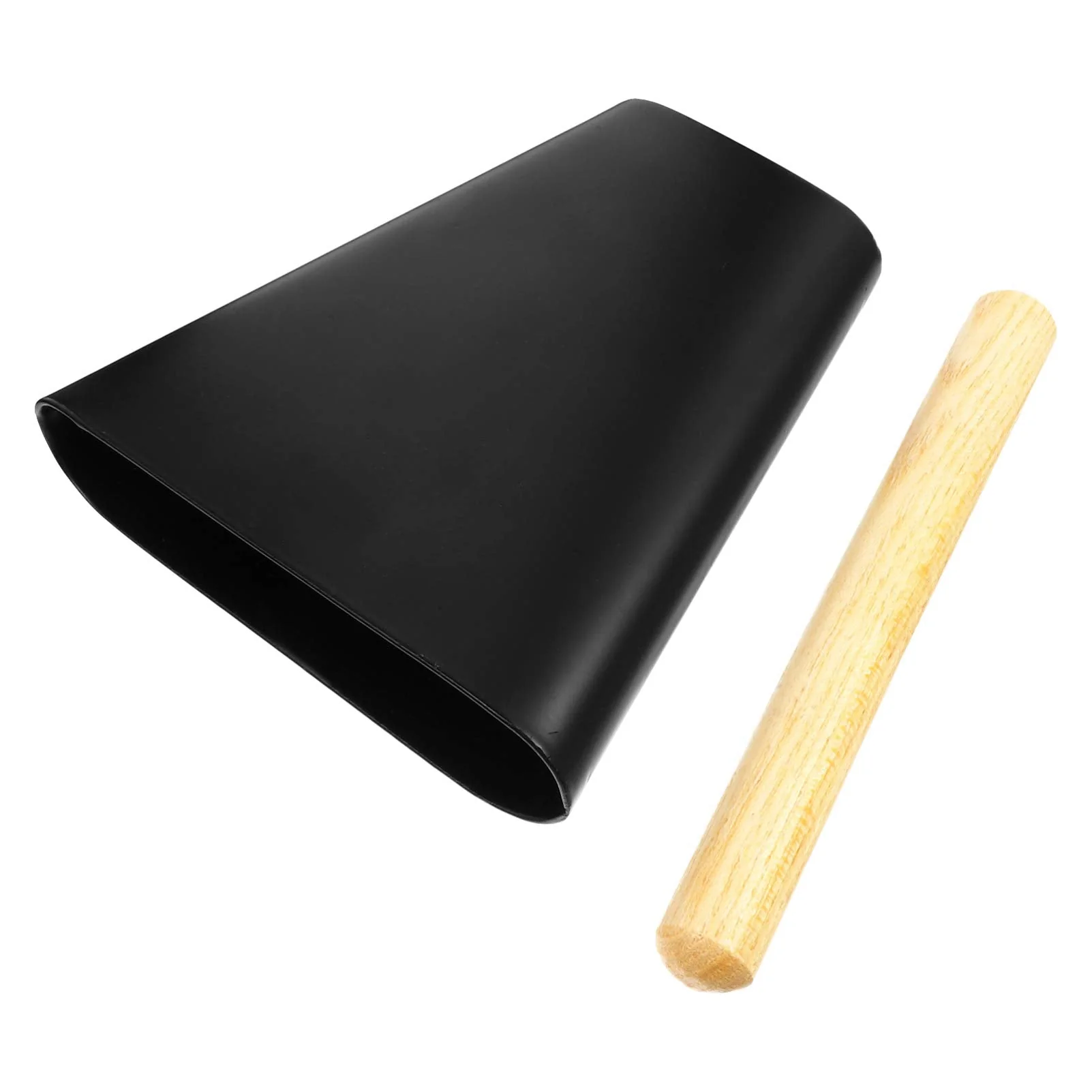 Percussion Instrument Cow Bell Noise Maker with Wooden Stick Metal Cowbell 6 Inch Wood Beater Stick for Percussion Drum Set Football Games Sporting Celebrating Events Wooden Stick