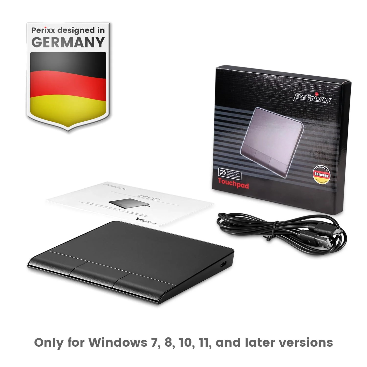 perixx PERIPAD-506 Wired Slim USB Touchpad - Wired Detachable Touchpad for Desktop and Laptop User - Large Size 5.31x4.57x0.55 inches - Black - Image 7