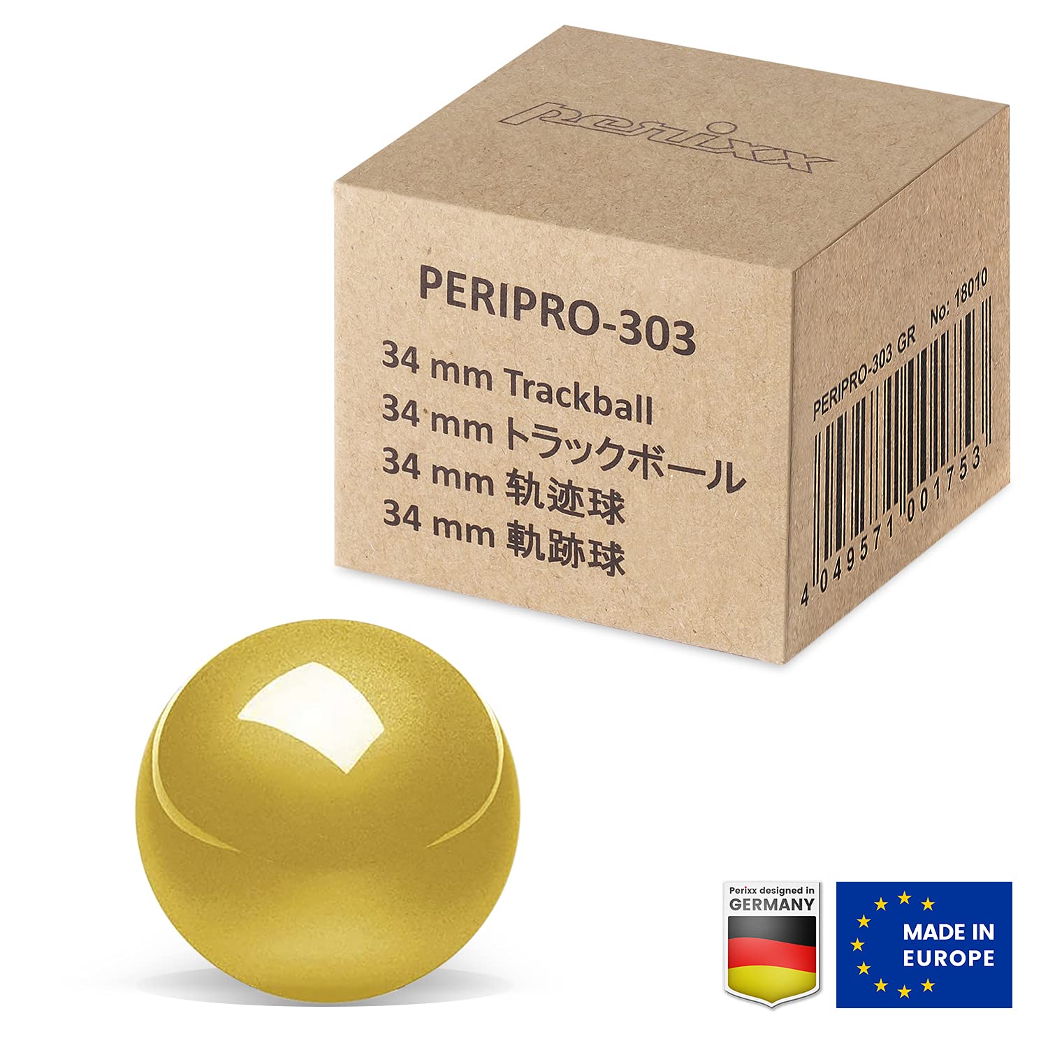 perixx PERIPRO-303 GGO 34mm Trackball Replacement Trackball for M570, PERIMICE-517/520/717/720, and Other Compatible Trackball Mice – Shiny Gold - Image 6