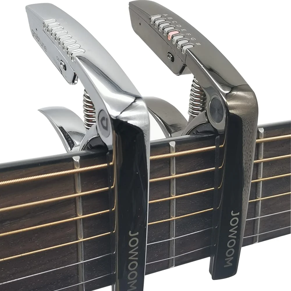 Personality Advanced Capo-Tuner 2-in-1 for Acoustic Guitar with USB Rechargeable Battery/LED Edge Lighting Display Guitar Capo Universal Accessories (Capo-Tuner 2-in-1 Black) Capo-Tuner 2-in-1 Black