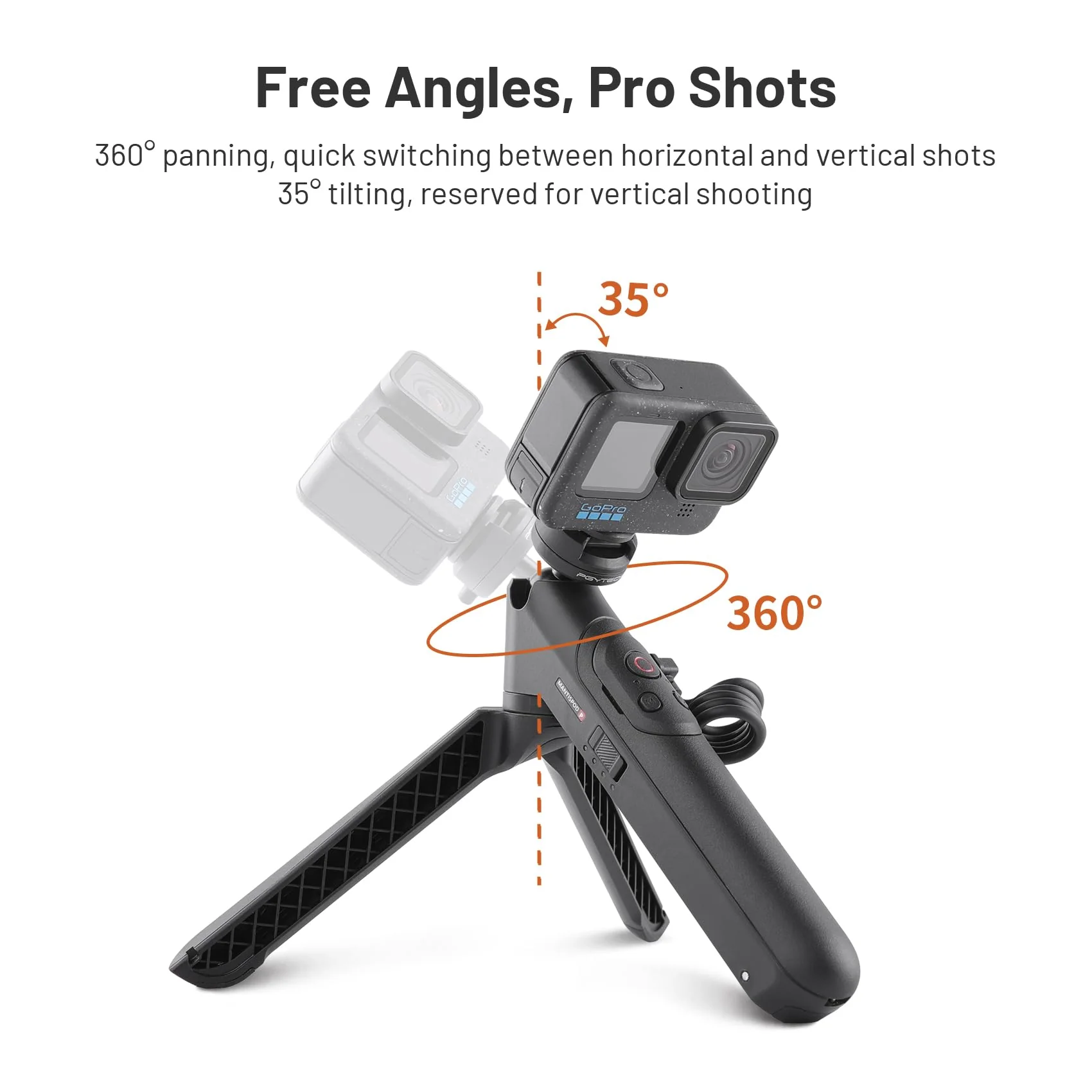PGYTECH CapLock MantisPod Power, Battery Handle Mount for Gopro, 5000mAh Power Stick for Gopro 12/11/10, Charging Selfie Vlog Attachment Tripod Monopod with CapLock Action Camera and 1/4" Adapter - Image 5