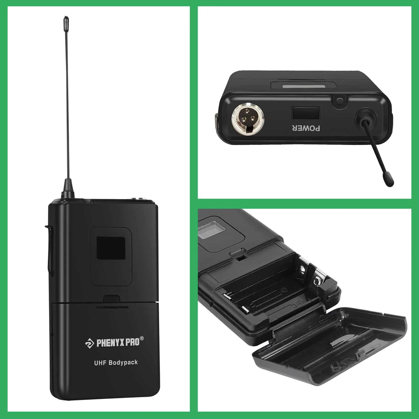 Phenyx Pro Wireless Bodypack Transmitter, 911.3MHz UHF Cardioid Pattern Wireless BodyPack Microphone, Fixed Frequency, 260 FT Range, for PTU-5000/PTU-4000 Series (PWB-5-911.3) - Image 2