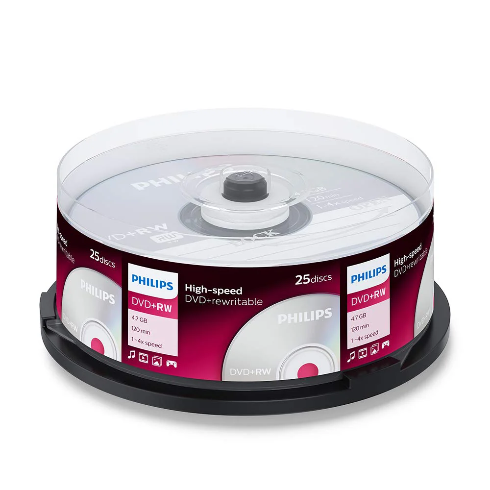 Philips DVD+RW Blanks (4.7 GB Data/120 Minutes Video, 1-4x Speed Recording, 25 Spindle) 25er Soindel - Image 2