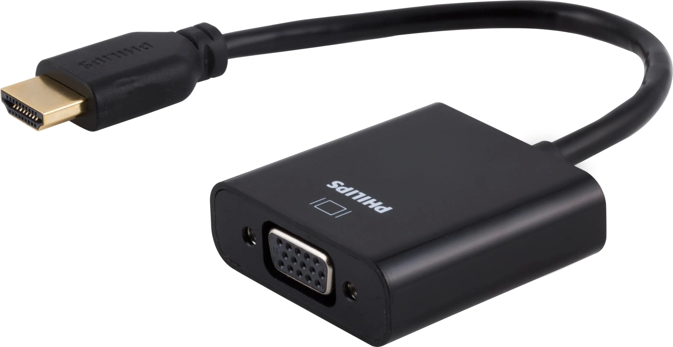 PHILIPS HDMI to VGA Adapter, Male to Female, Compatible for Computer, Desktop, Laptop, PC, Monitor, Projector, HDTV, Chromebook, Roku, VGA Cable Required, Black, SWV9200E/27