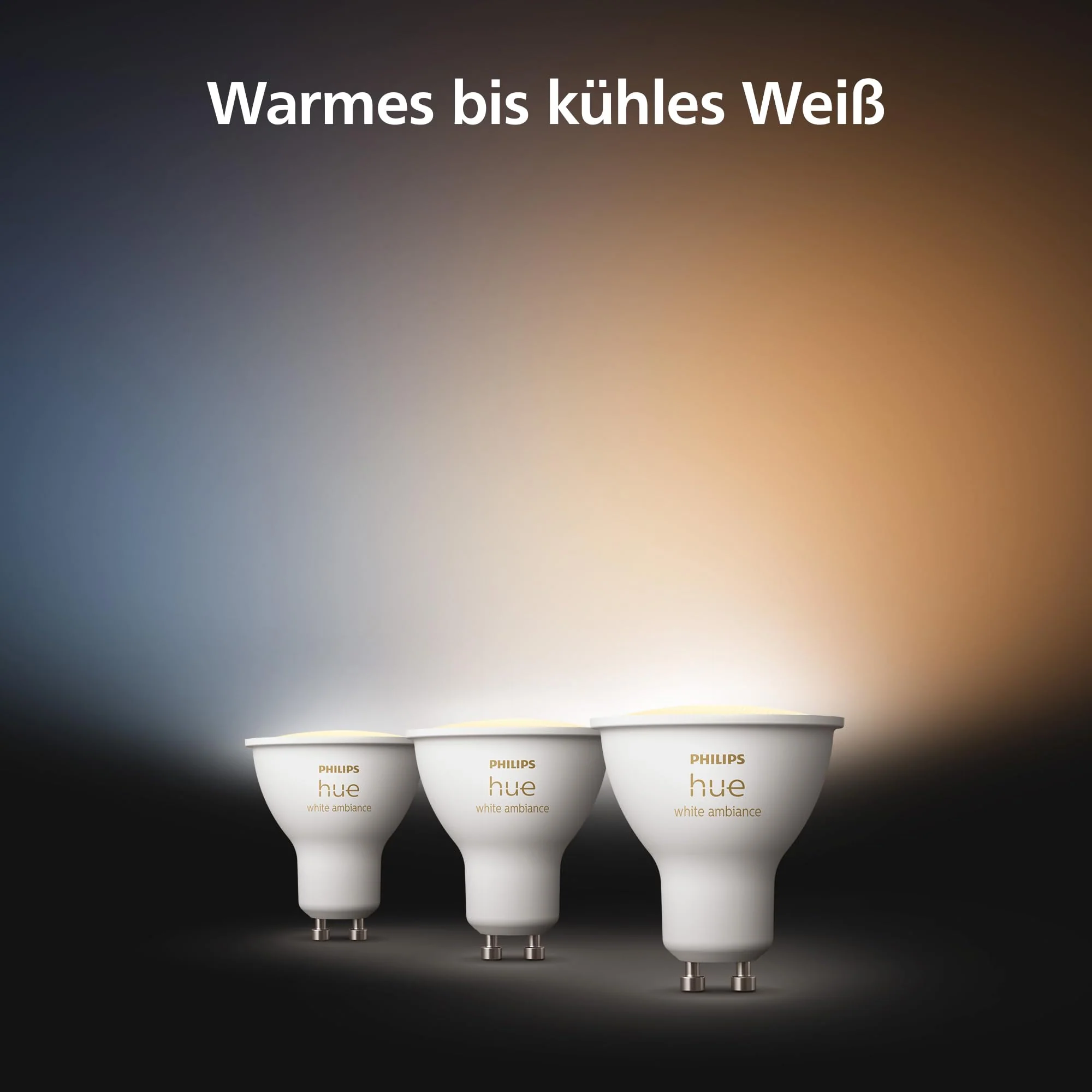 Philips Hue White Ambiance GU10 LED Spotlight, Pack of 3 (400 lm), Dimmable LED Bulbs for the Hue Lighting System, Warm White to Cat White Light, Smart Light Control via Voice and App - Image 2