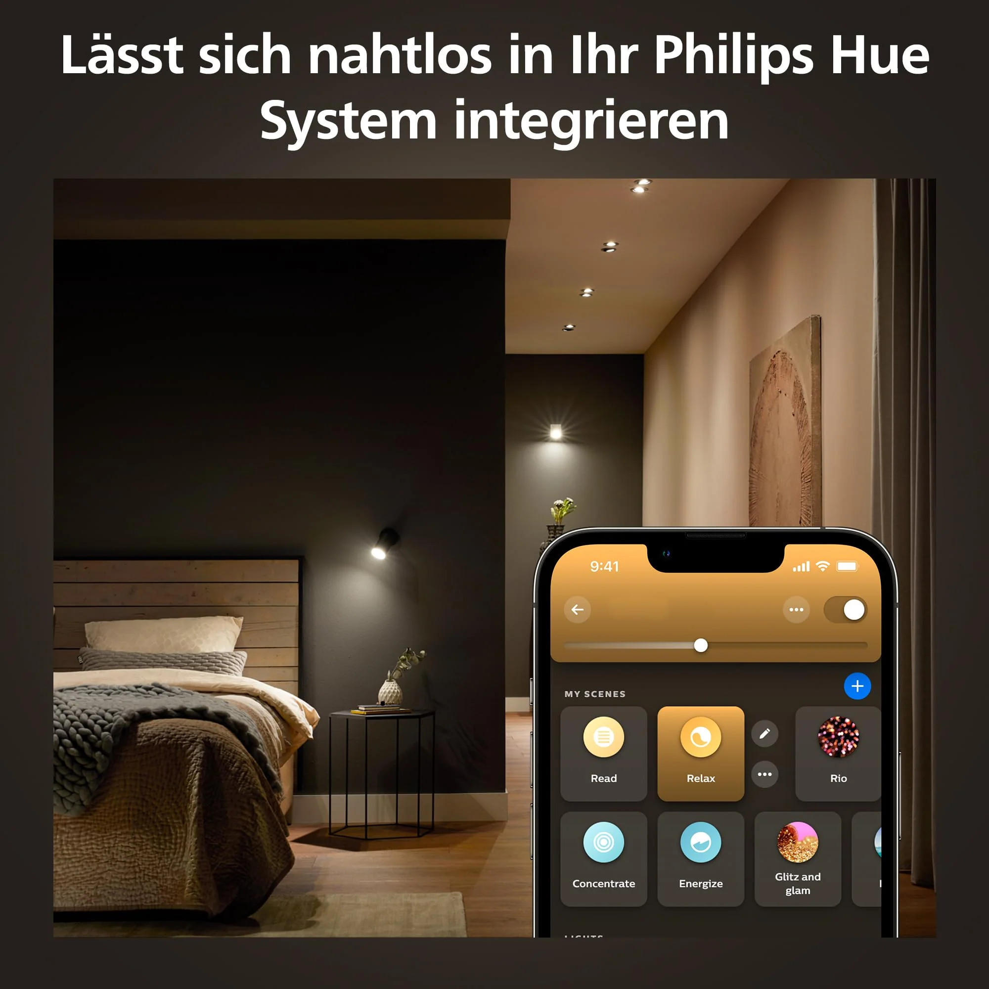 Philips Hue White Ambiance GU10 LED Spotlight, Pack of 3 (400 lm), Dimmable LED Bulbs for the Hue Lighting System, Warm White to Cat White Light, Smart Light Control via Voice and App - Image 3