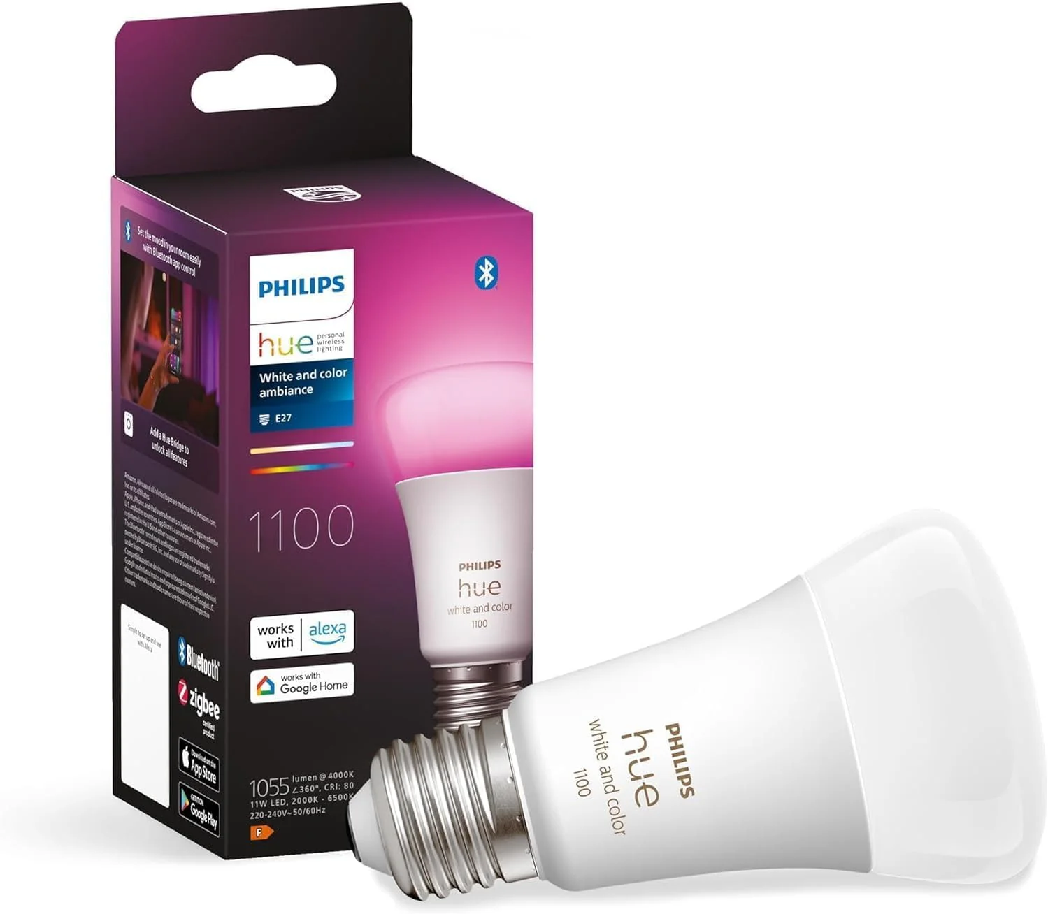 Philips Hue White and Colour Ambiance Light Bulbs E27 Single Pack 800lm 75W 1100 lm 1 Stück (1er Pack) 16 Million Colours